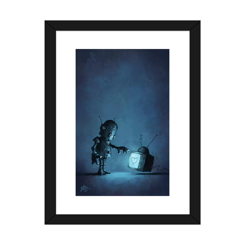 «Contact» par Matt Dixon - impression d'art graphique, H 24 po x l 16 po x P 1 po, Papier encadré noir