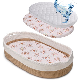 Panier à langer / housse pour matelas de bébé avec housse de matelas imperméable et drap de lit mousseline