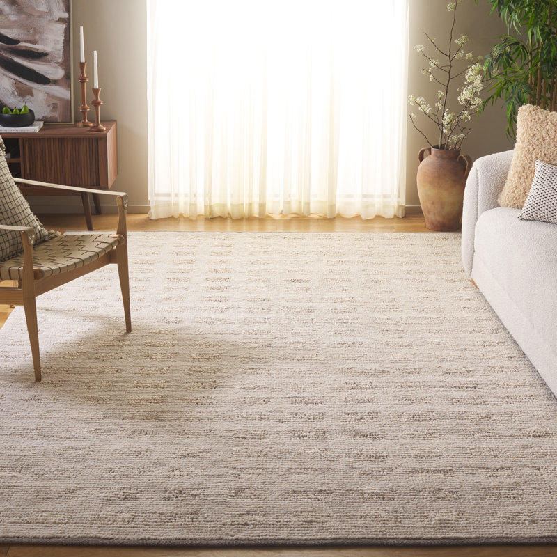 Kanessha Hand Woven Wool/Jute Rug in Beige, Rectangle 8' x 10'