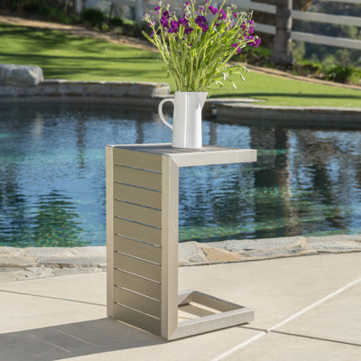 Table de patio en aluminium - idéale pour la détente en plein air, l'argent rehausse l'ambiance de votre espace