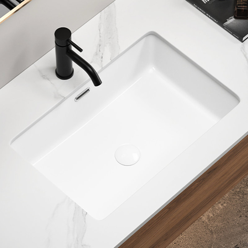 Évier de cuisine encastré de L 24 po, cuve simple en céramique blanche, profondeur interne de 8 po, éclats et fissures, fini émaillé pour lavabo de salle de bain, surface antirouille de 16 po, surface de nettoyage facile