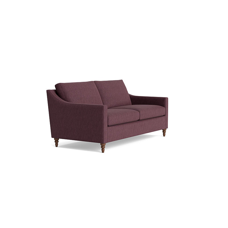 Vera Loveseat (70"), Walnut Finish (Turned), Performance Weave - Aubergine