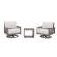 Ensemble de conversation extérieur en aluminium 3 pièces avec chaises pivotantes à 360° et coussins, fini chêne blanchi-1355386144