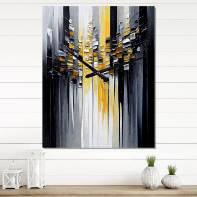 Abstrait géométrique noir et jaune III - Horloges murales animaux