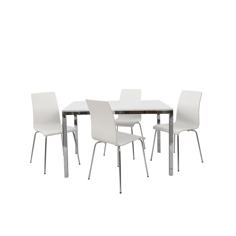Ensemble repas pour 4 personnes Southam, Blanc/chrome, Chrome chrome
