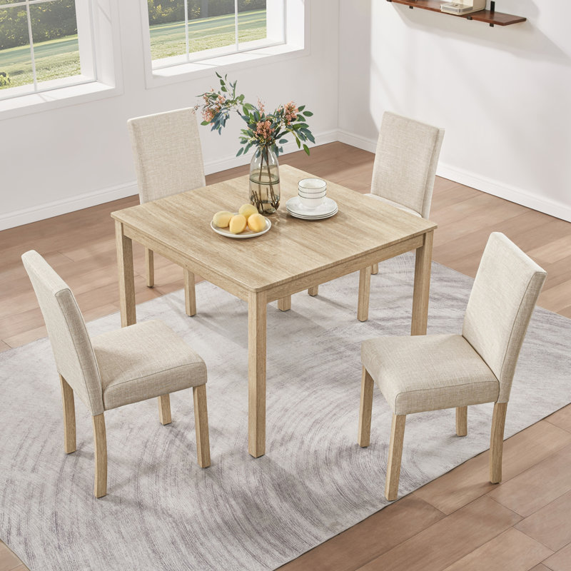 Ensemble de table de salle à manger 5 pièces en bois avec 4 chaises, pour la cuisine et la salle à manger