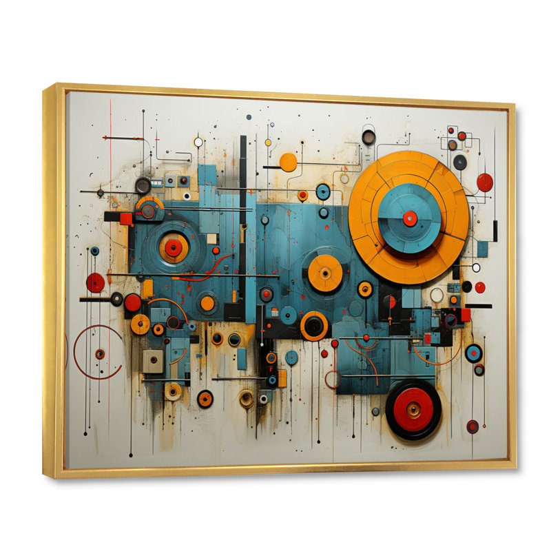 Tableau électrique Fabbre II - impression, Cadre flottant doré, H 30 po x l 40 po x P 1,5 po