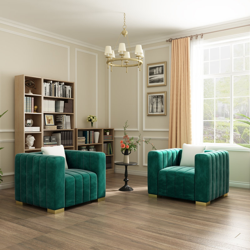 Fauteuil d'appoint 35,4 po, Vert, Doré