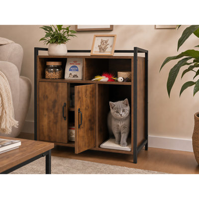 Enceinte de litière en bois pour chat, armoire de rangement spacieuse pour animaux