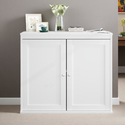 Kitchen Storage Cabinet With Double Doors, Coffee Bar Cabinet With Adjustable Shelves, Sideboard Buffet For Dining Room, Living Room Or Entryway, Modern White Cupboard
