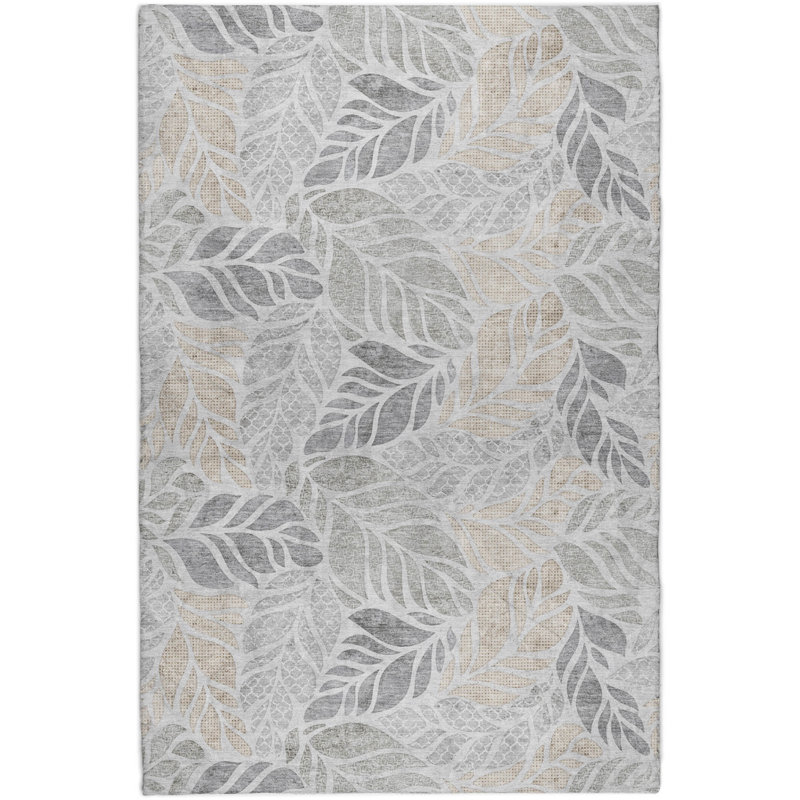 Premium Machine Washable Dream Shag ADS198 Leaves Rug, 3' x 5'