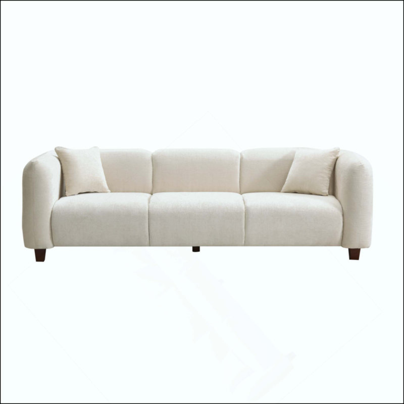 Canapé 3 places en chenille rembourré 3 places, confortable et durable pour la famille et les réceptions, Tissu - Beige