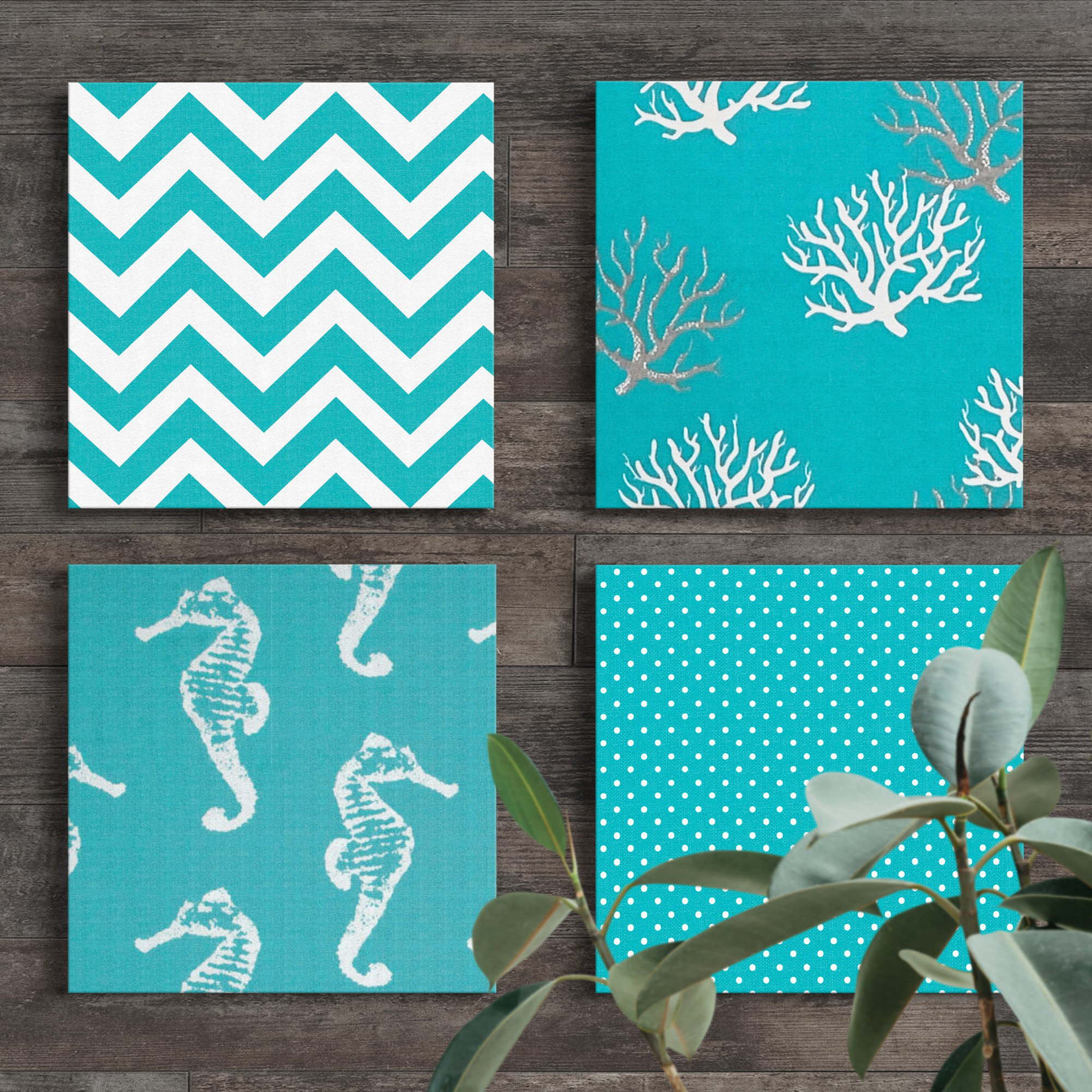 Dovecove Coastal Wall Art for Living Room Set of 4, 12x12 Bathroom Wall ...