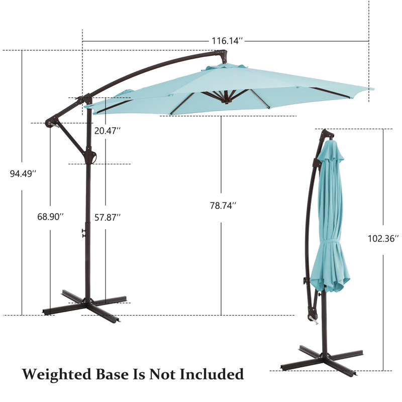 Parasol en porte-à-faux 10 pi Hawkinsville, Bleu clair