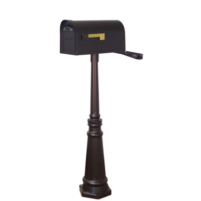Classic Aluminum Post Mounted Post box with Magnetic Closure and with Newspaper Compartment