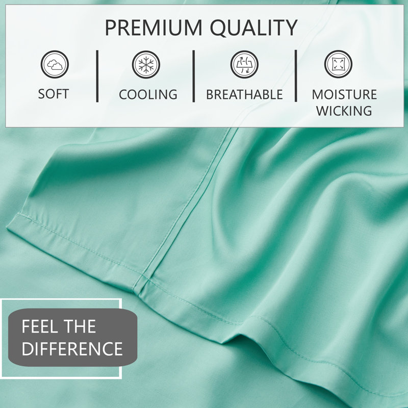 Sateen Sheet Set, California King Sheet Set with 2 King Pillowcases, Sage Green