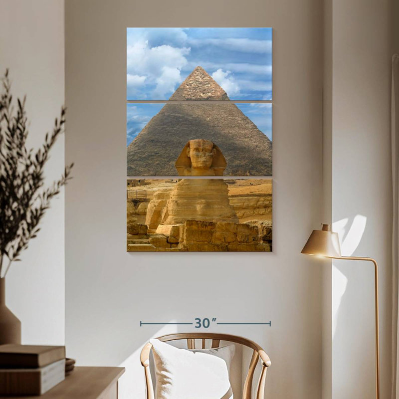 Masam Sphinx And Pyramid In Giza, 65" H x 42" W