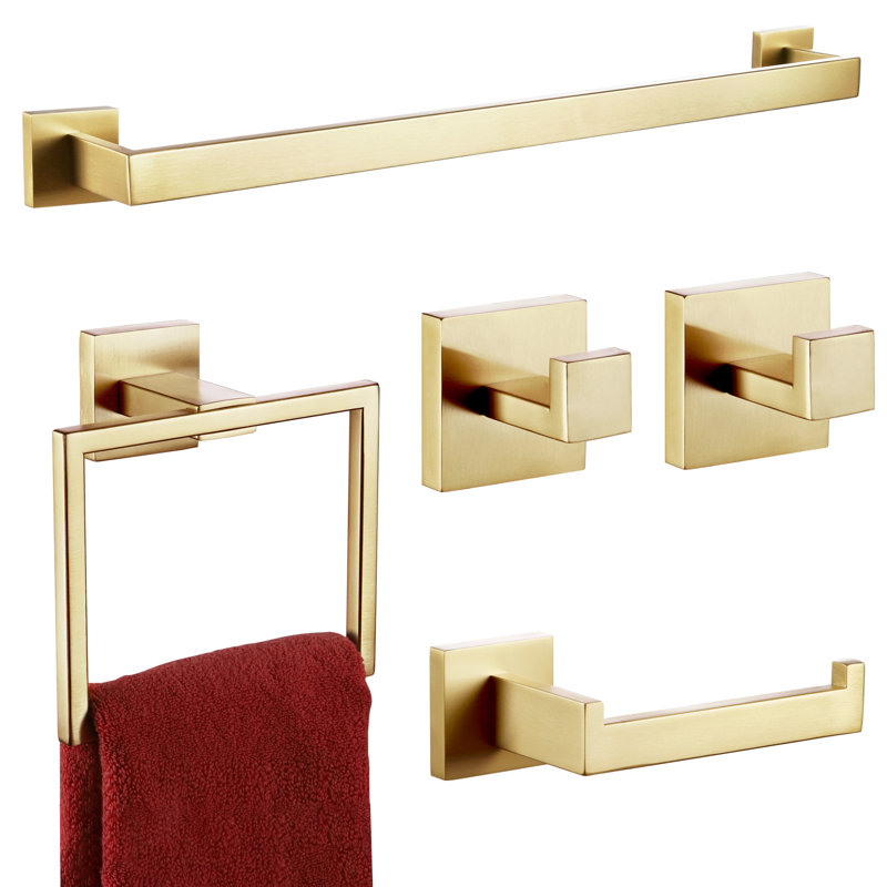 5 - Piece Bathroom Hardware Set, Brushed Gold