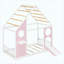 Lit simple avec glissade, bande lumineuse à DEL et panneau avant, rose - lit plateforme en bois pour enfants-594253160