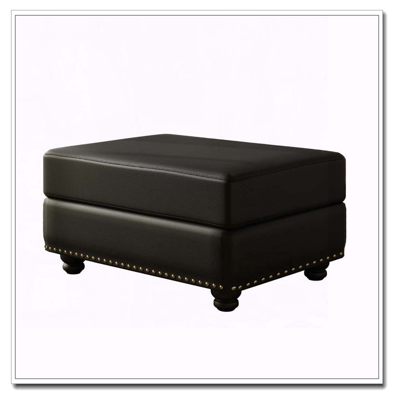 Repose-pieds en similicuir, Noir