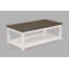 Table basse 1Pc de style campagnard brun avec base blanche et plateau de table rectangulaire avec roulettes
