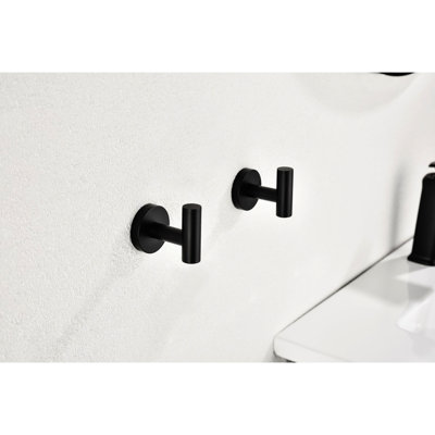 No Drill Wall Mount 304 Stainless Steel Matt Black Bathroom Towel Hooks 6 Pack Shower Hook 6 For Home And Outdoor Laundry