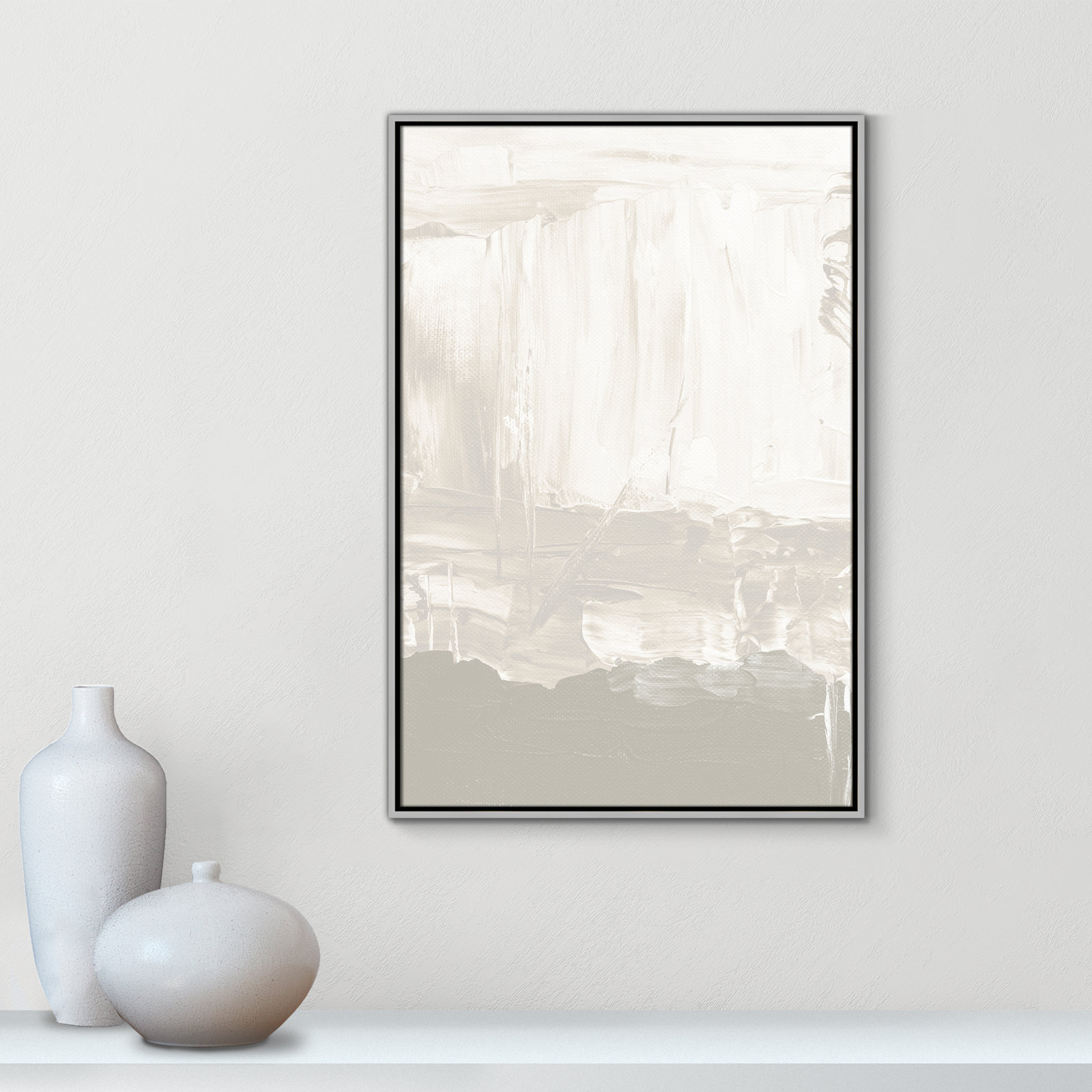 Albie "Taupe Abstract" Print, 37.5" H x 25.5" W, Silver