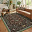 Tapis lavable floral 9 pi x 12 pi à profil bas antidérapant