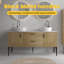 Meuble-lavabo 60 po en chêne naturel rayé avec lavabo en céramique, meuble-lavabo autoportant pour salle de bain moderne, KD