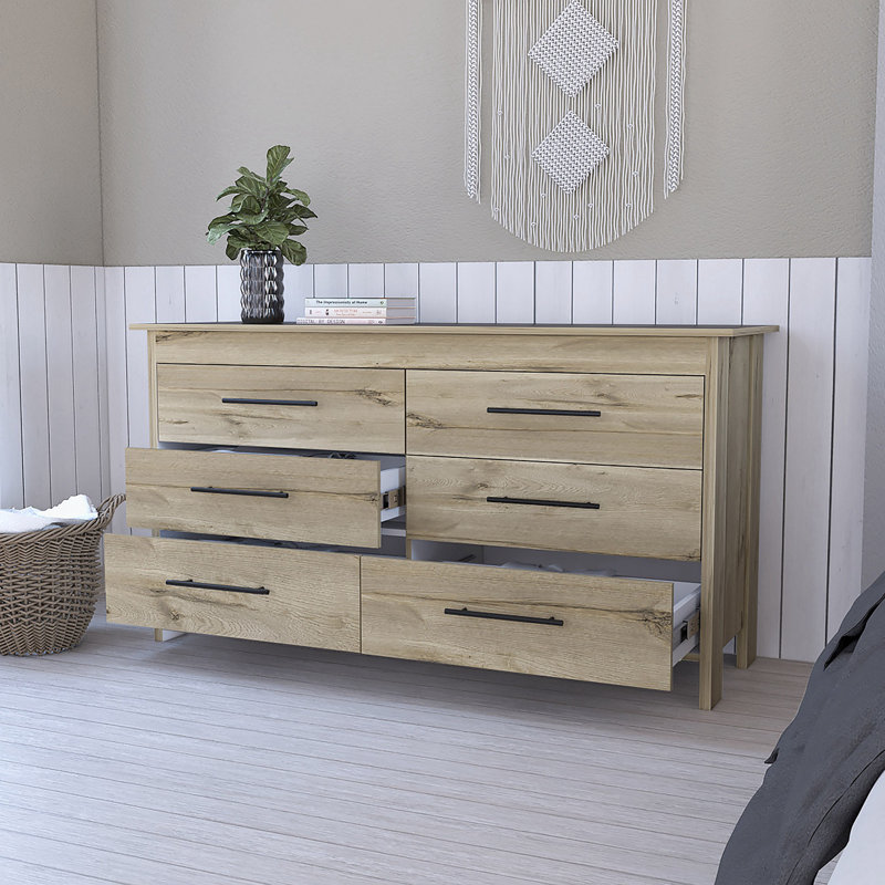 Commode 6 tiroirs Courtland, Beige