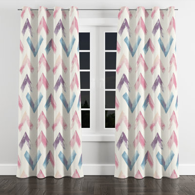 Geometric For Kids Curtains for bedroom - Soft Zigzags Grommet Curtain - 1 Panel