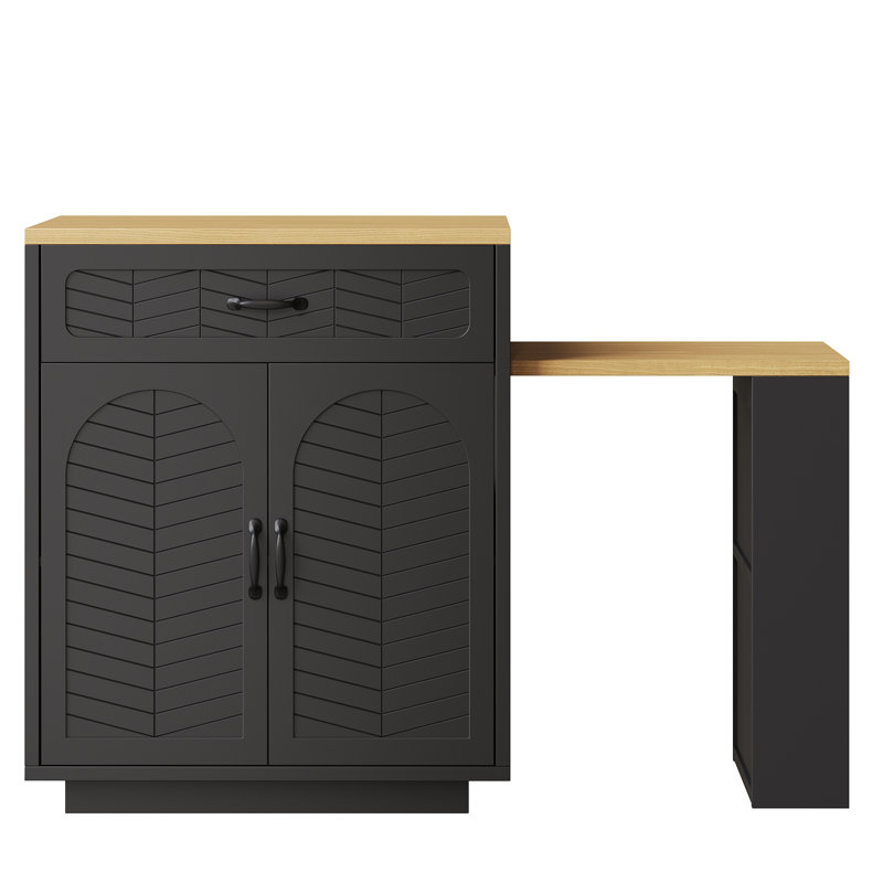 Wood Kitchen Island, Black