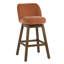Tabouret de bar pivotant à hauteur réglable Trixi en tissu avec finition en bois brun gaufré-1530794406
