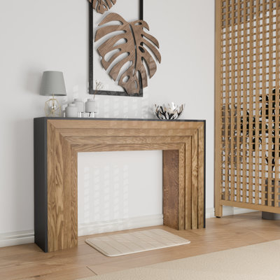 Modern 47In Wood Entryway Table, Fir Construction, Black And Natural Blend, Table Option, Stylish Decorative Display Console Manufactured Fir, Rustic & Contemporary Two - Tone Style, Option For