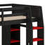 Lit mezzanine simple avec bureau, étagères à rangement multiples, support à vêtements à DEL et à suspendre, cadre de lit en bois