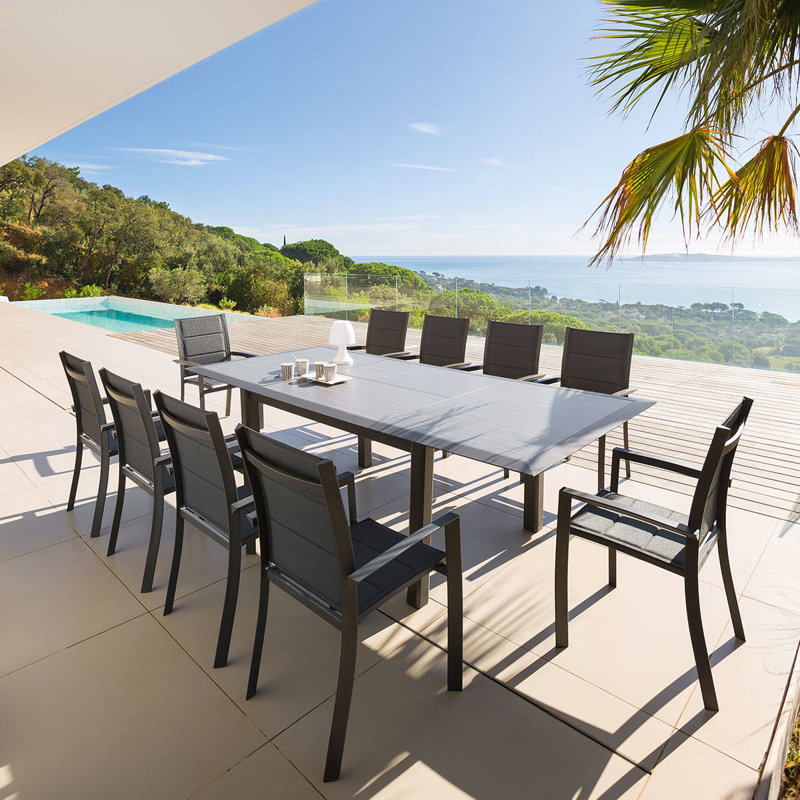 Kalem Rectangular Extendable Outdoor Dining Table - 160 cm W 115 cm D, Graphite