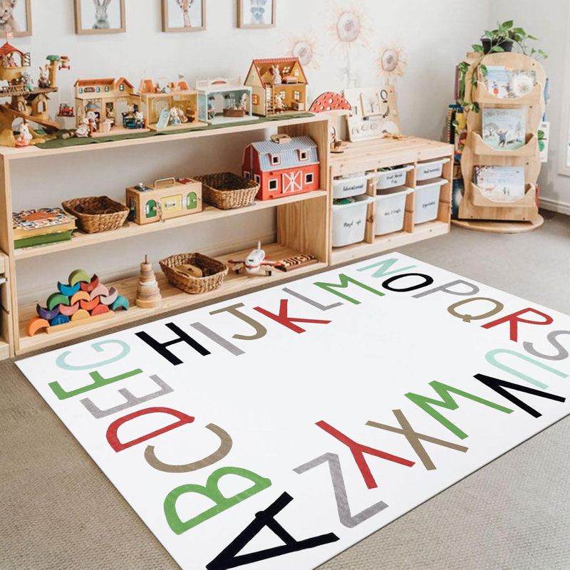 Machine Washable Area Rug With Non-Slip Backing, White