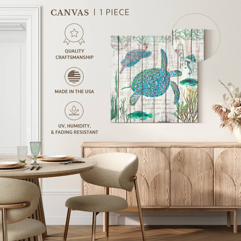 Brampt Sea Turtles On Driftwood Panel