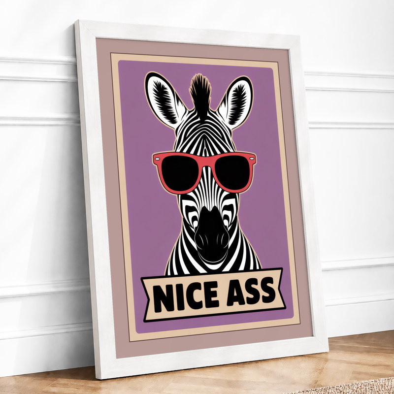 Cool Zebra Pop Art - Framed Print, A4 - 29.7 x 21.0 cm, White