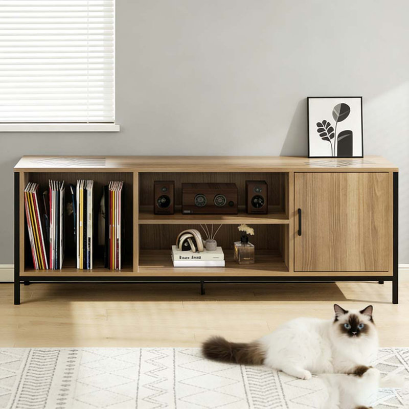 Modern TV Stand for 65 Inch TV, Oak