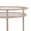 Chariot-bar rond avec tablettes en verre trempé et accents dorés, finition blanc vieilli-1301918656