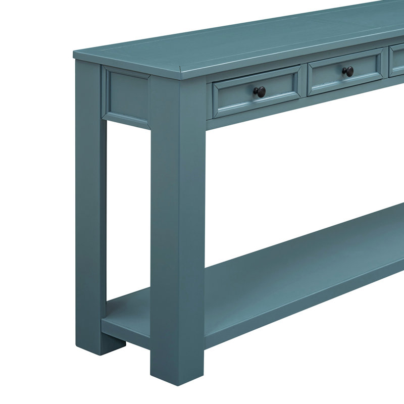 Table de rangement pour le vestibule bleu foncé: console avec tiroirs et tablette à finition solide: pour le salon
