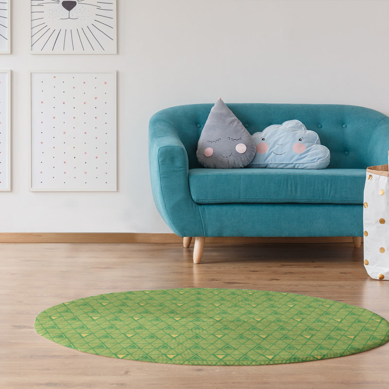 Chenille Geometric Indoor Rug, Round 5'