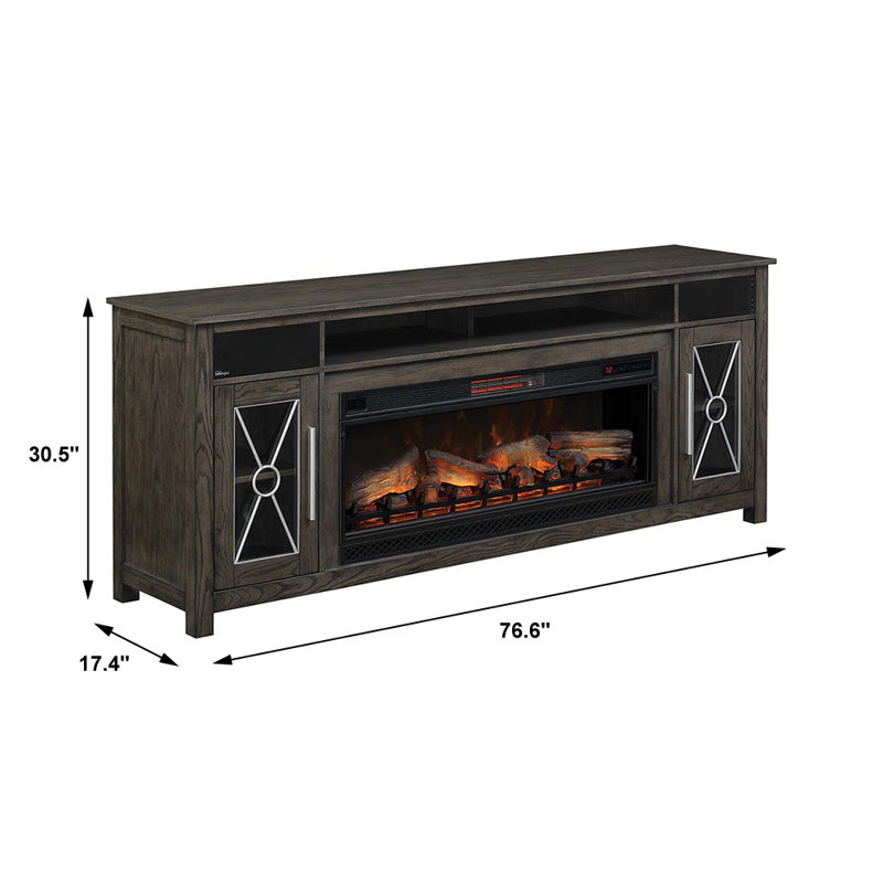 Meuble audio-vidéo avec foyer à infrarouges 76 po ClassicFlame Heathrow en chêne Tifton