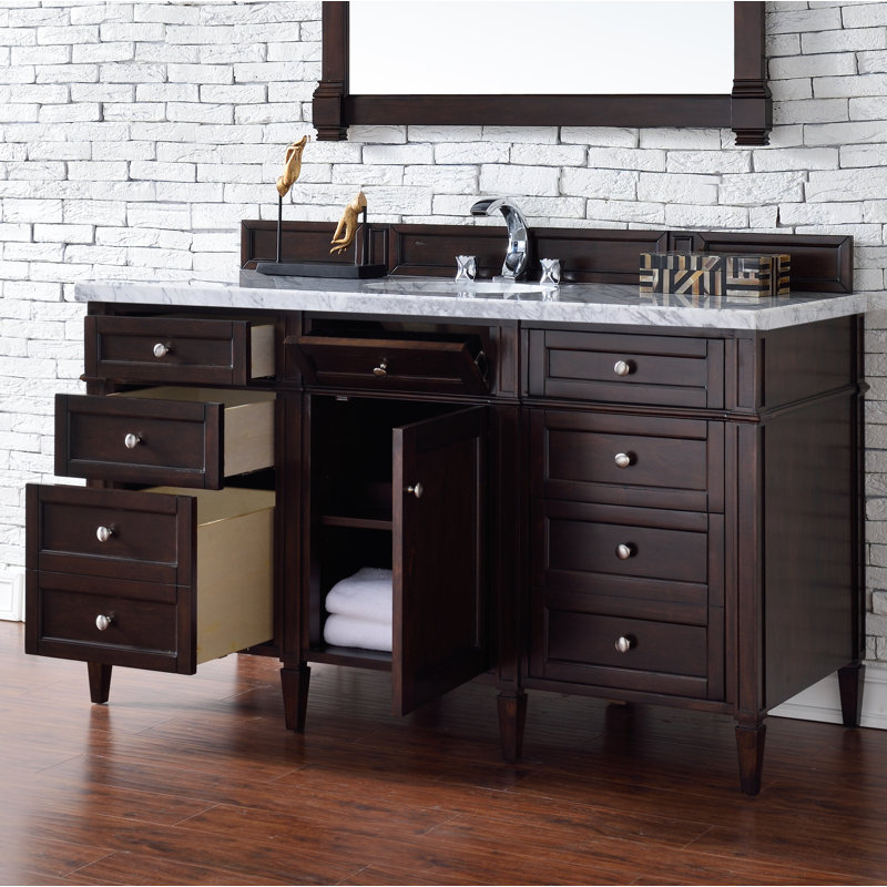 Brittany 60'' W Single Bathroom Vanity Base, Burnished Mahogany