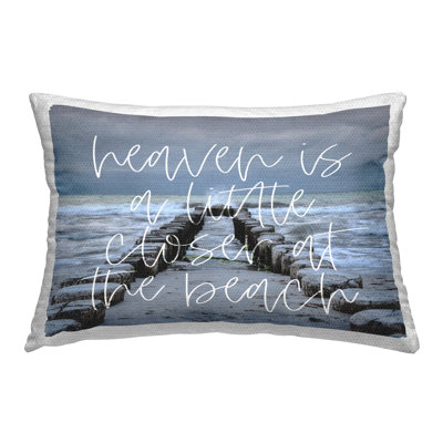 Heaven at Beach Phrase Outdoor Printed Pillow by Lil' Rue