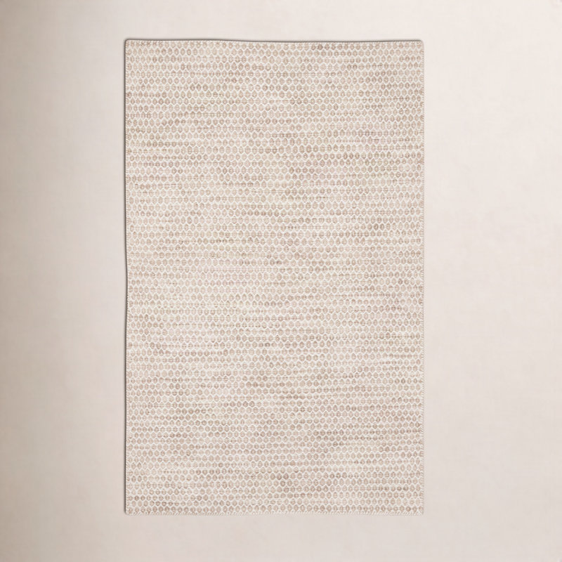 Eladio Wool Geometric Area Rug in Beige, Rectangle 2' x 3'