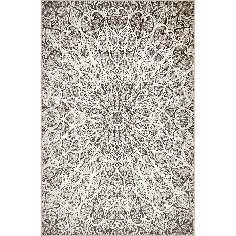 Tapis abstrait Affleck, Rectangle 3 pi 3 po x 5 pi 3 po, Brun
