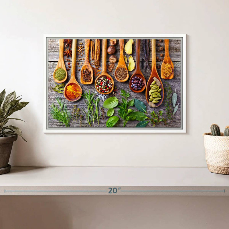 Herbs And Spices, Floating Frame White, 13" X 9"