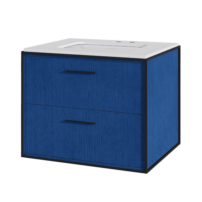 Linea 24'' W Single Vanity, 4" Spread, Horizon Blue, Matte Black